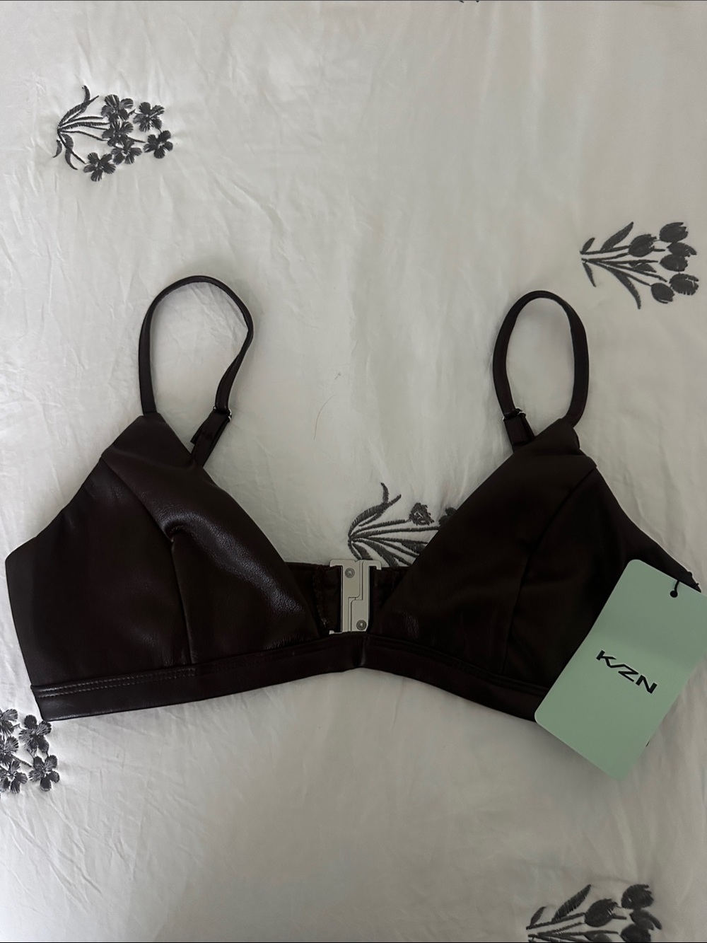 Women's Dark Brown Leather Bralette